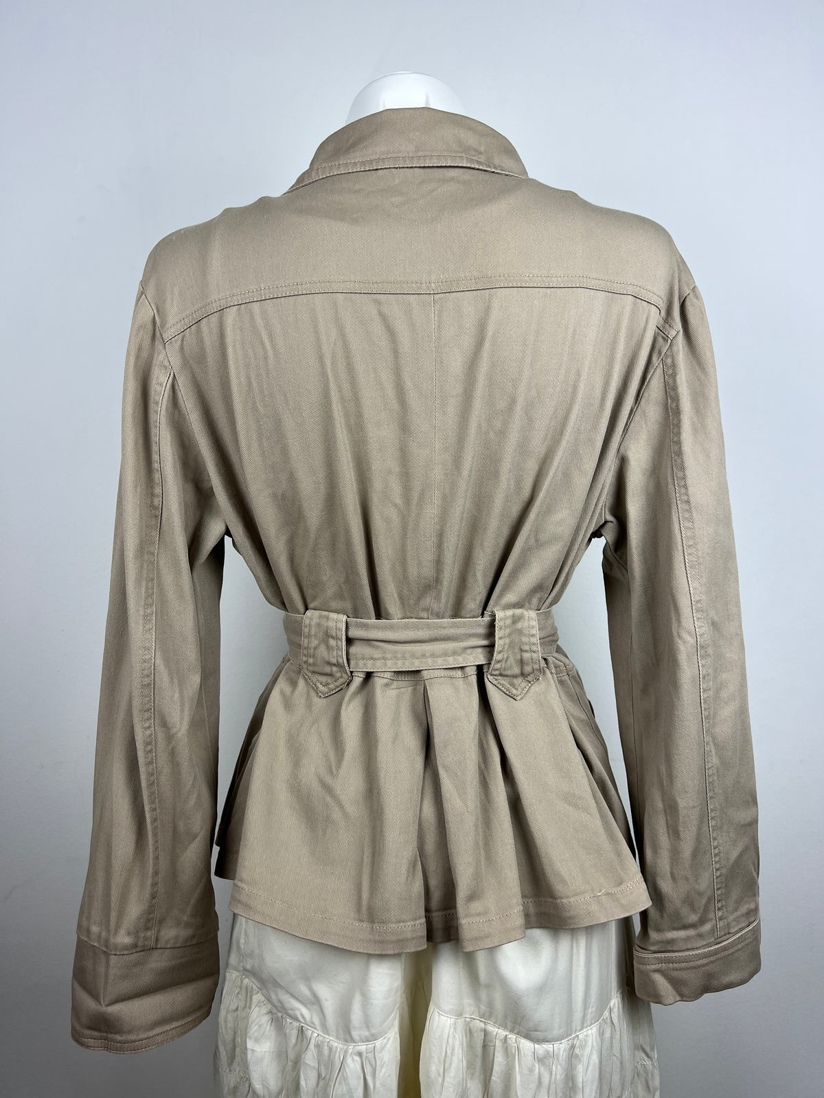 Beige Belted Utility Jacket