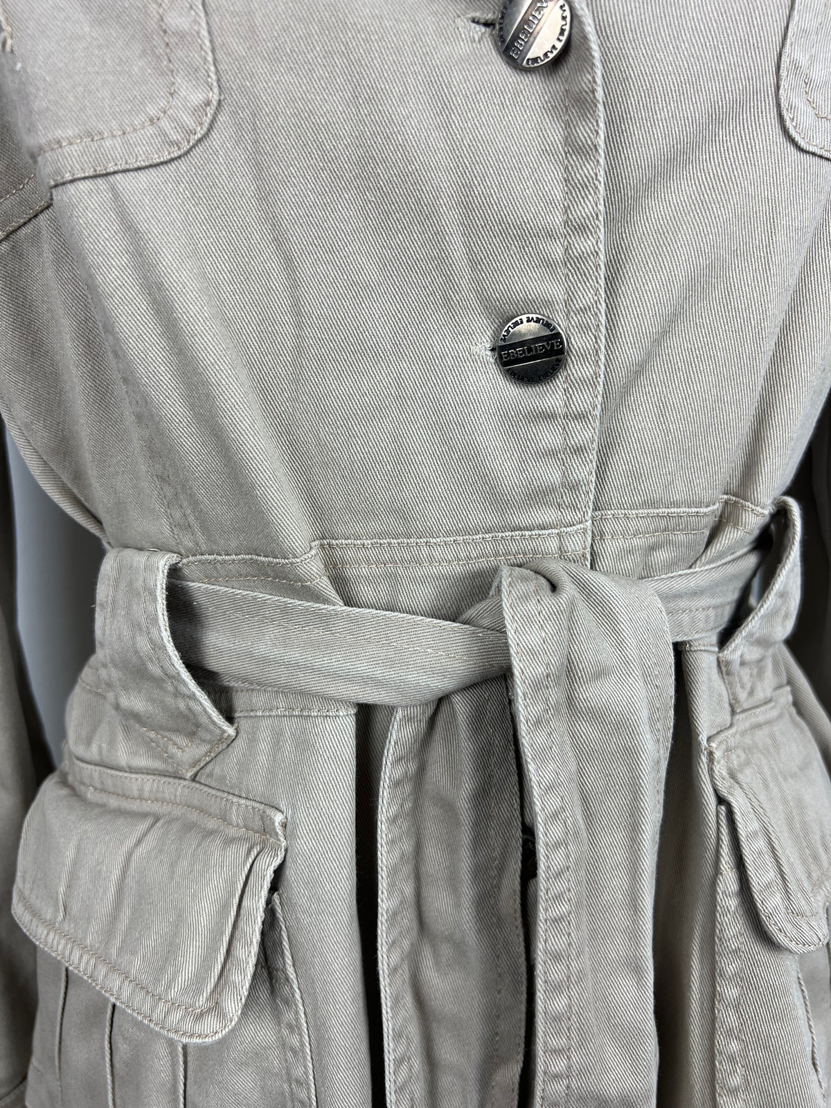 Beige Belted Utility Jacket