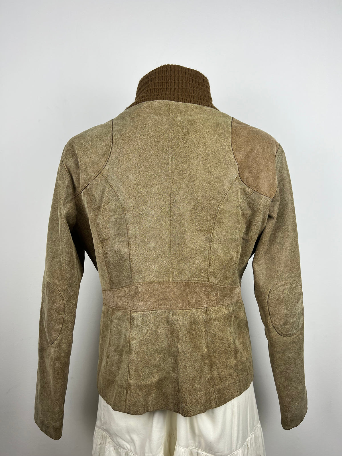 Brown Leather High Collar Jacket