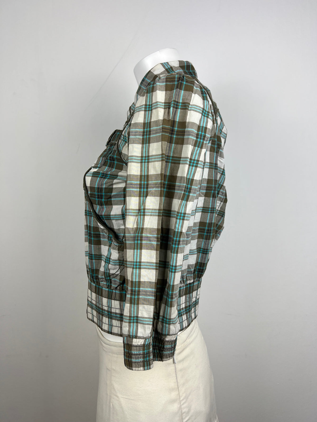 Plaid 3/4 Sleeve Jacket