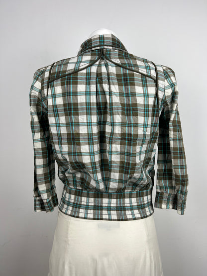 Plaid 3/4 Sleeve Jacket