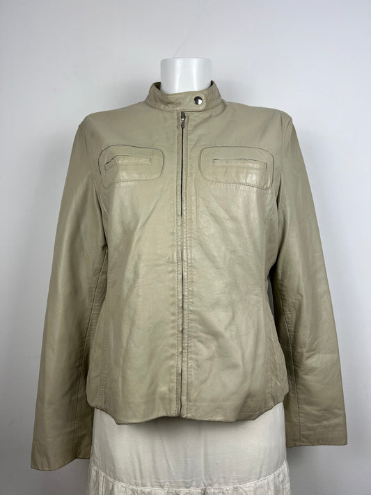 Beige Leather Jacket