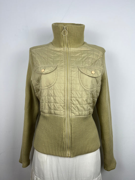 Beige Knit and Padded Jacket