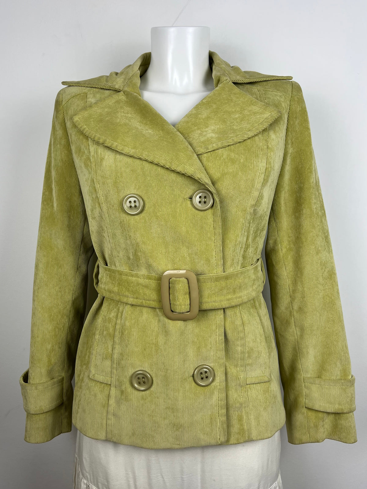 Light Green Corduroy Belted Jacket