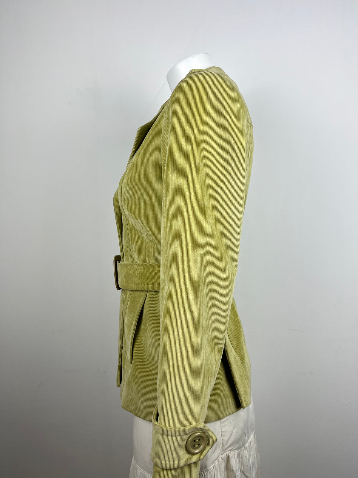 Light Green Corduroy Belted Jacket