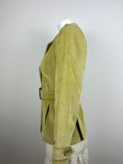 Light Green Corduroy Belted Jacket