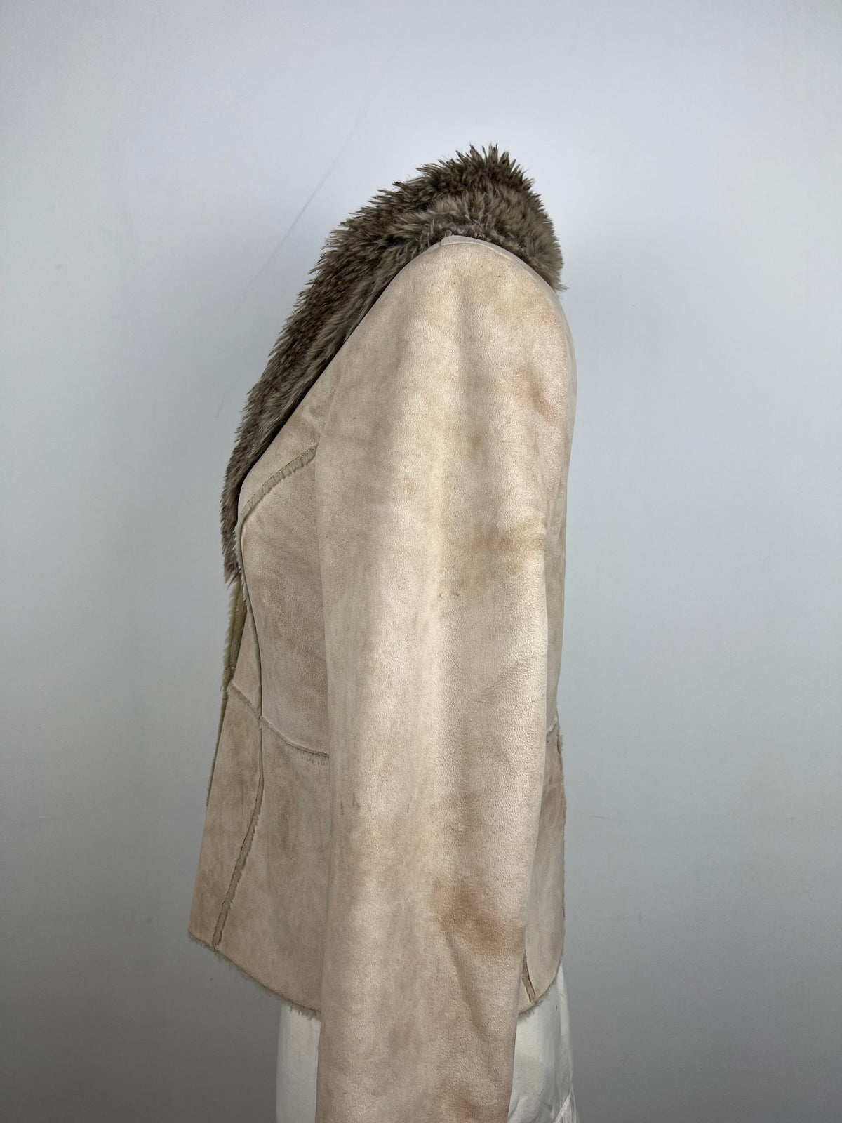 Beige Faux Fur Trim Jacket