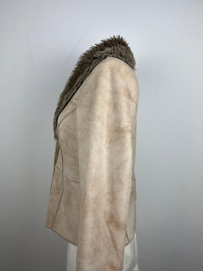 Beige Faux Fur Trim Jacket