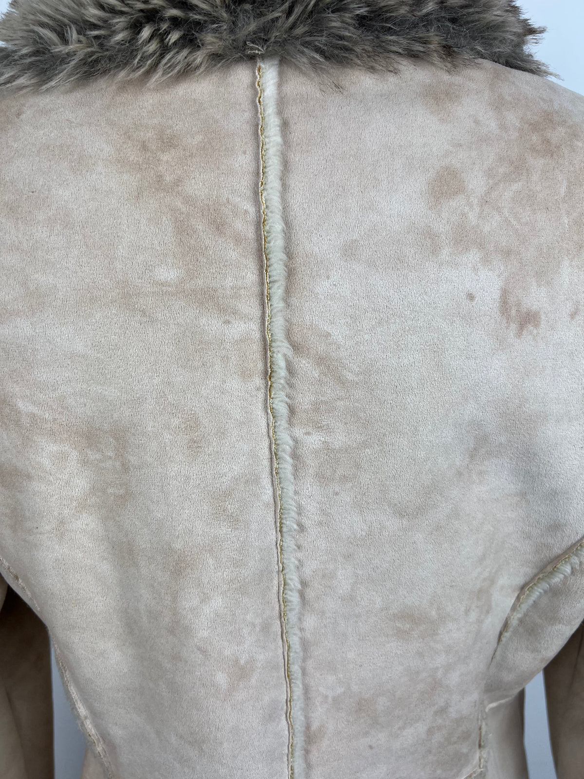 Beige Faux Fur Trim Jacket