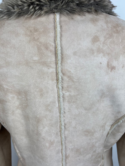 Beige Faux Fur Trim Jacket