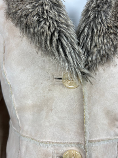 Beige Faux Fur Trim Jacket