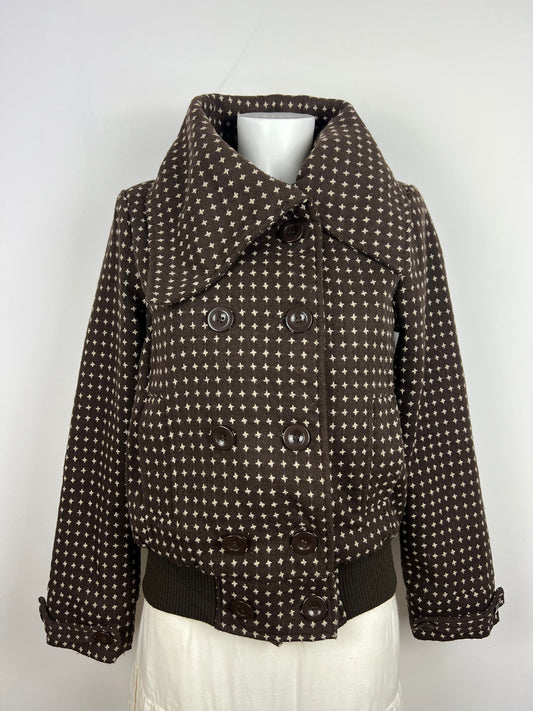 Brown Patterned Double-Breasted Jacket