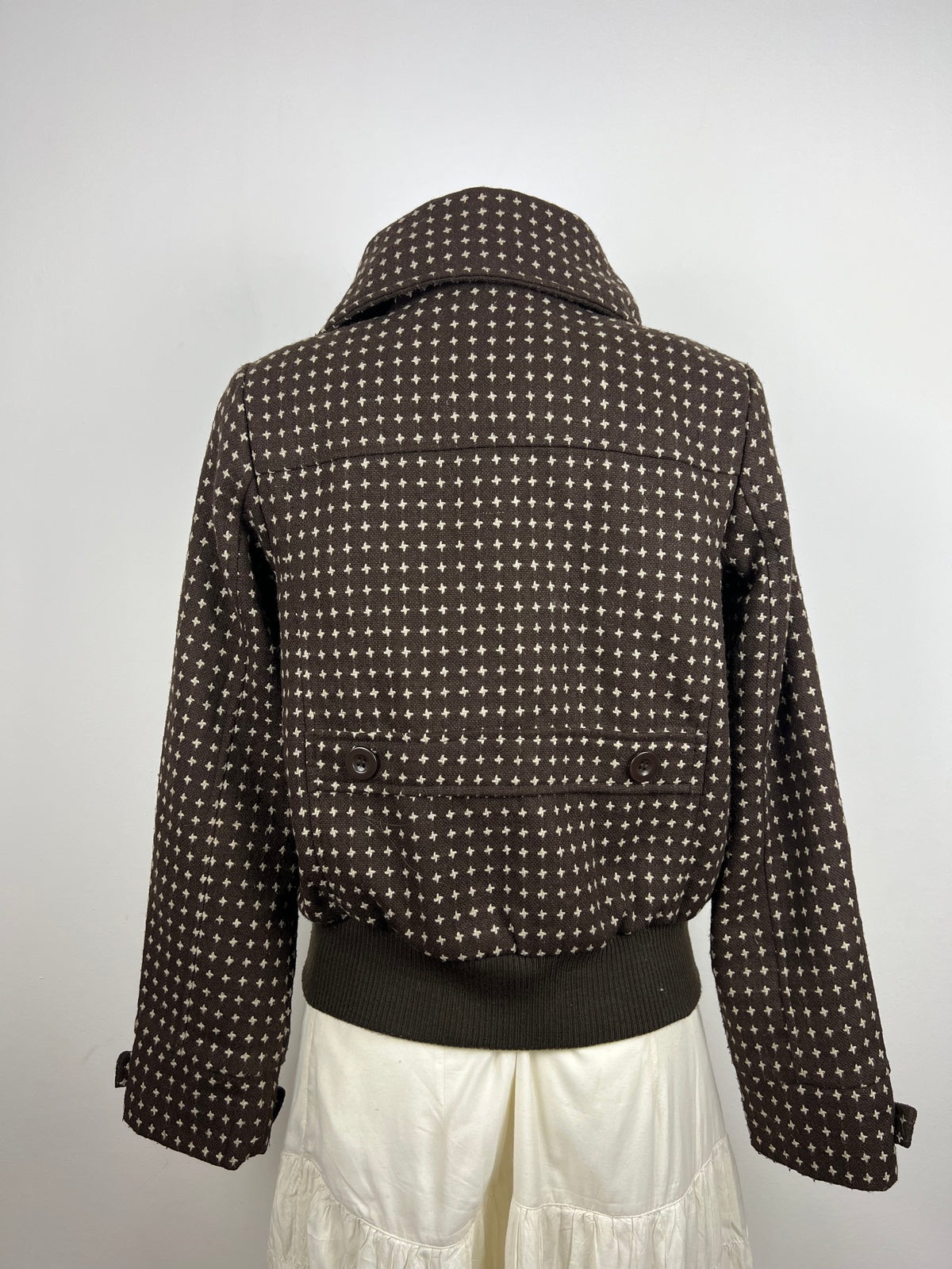 Brown Patterned Double-Breasted Jacket