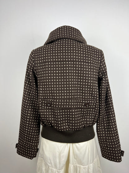 Brown Patterned Double-Breasted Jacket