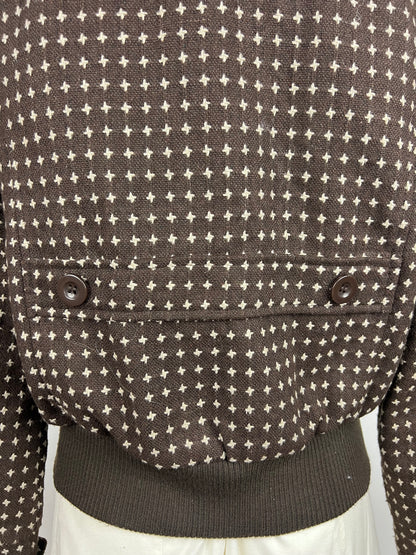 Brown Patterned Double-Breasted Jacket