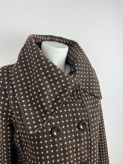 Brown Patterned Double-Breasted Jacket