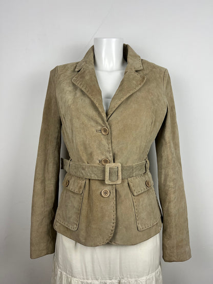Beige Suede Belted Jacket