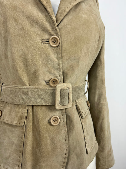 Beige Suede Belted Jacket
