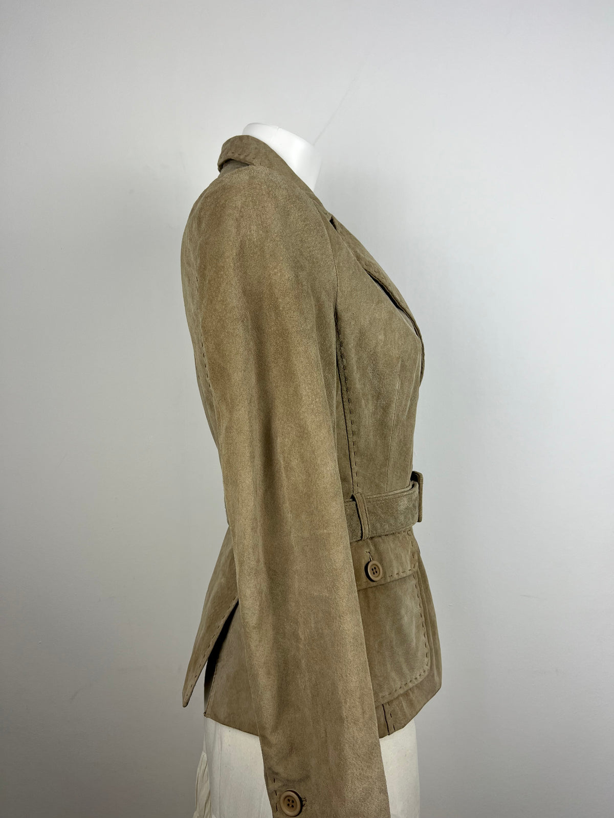 Beige Suede Belted Jacket
