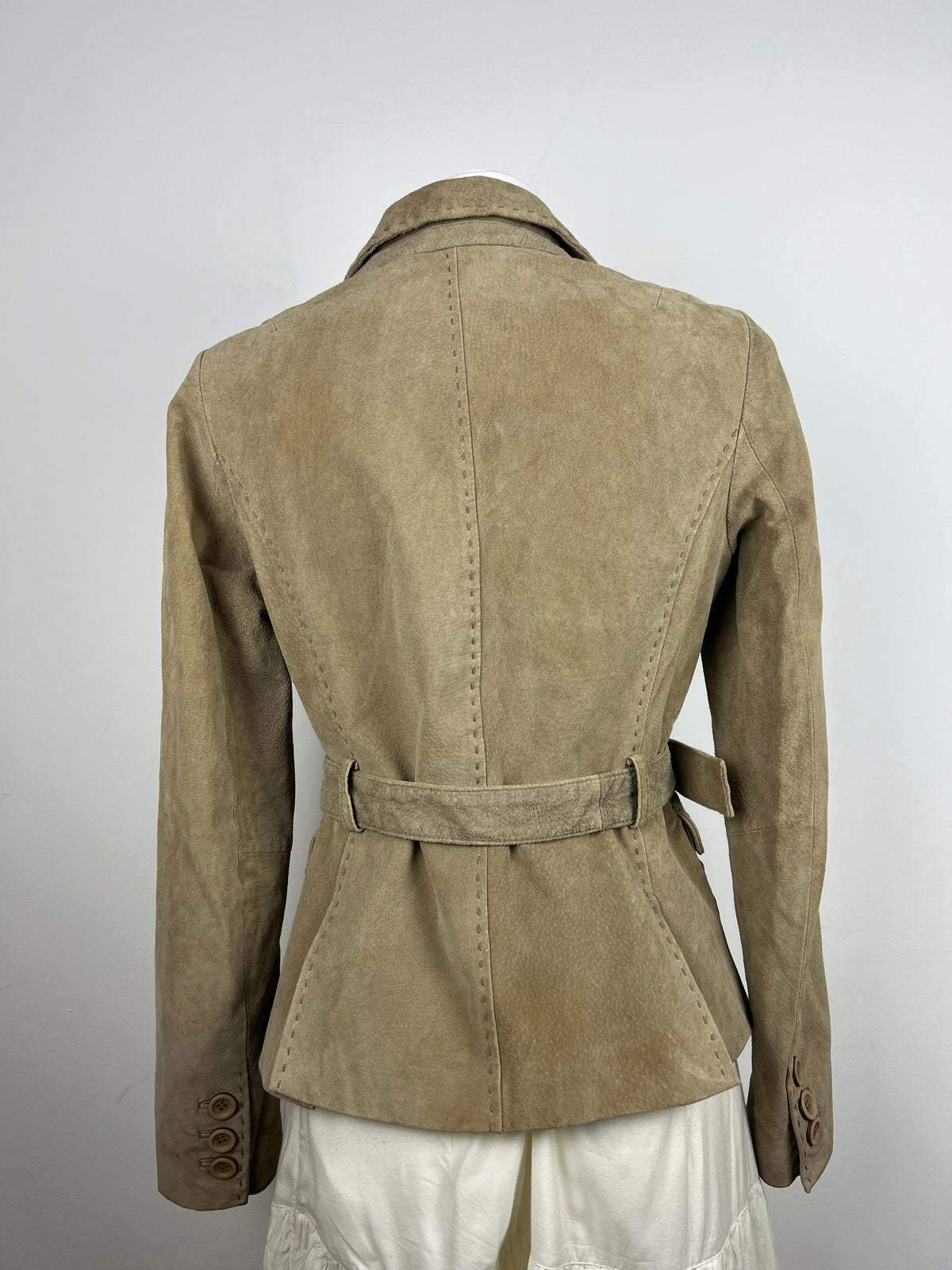 Beige Suede Belted Jacket
