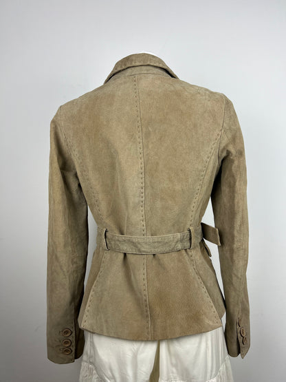 Beige Suede Belted Jacket