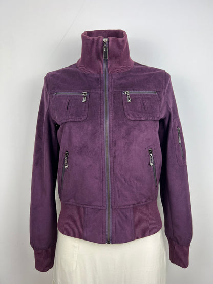 Purple Suede-Look Zip Jacket