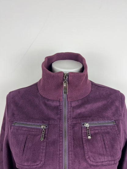 Purple Suede-Look Zip Jacket