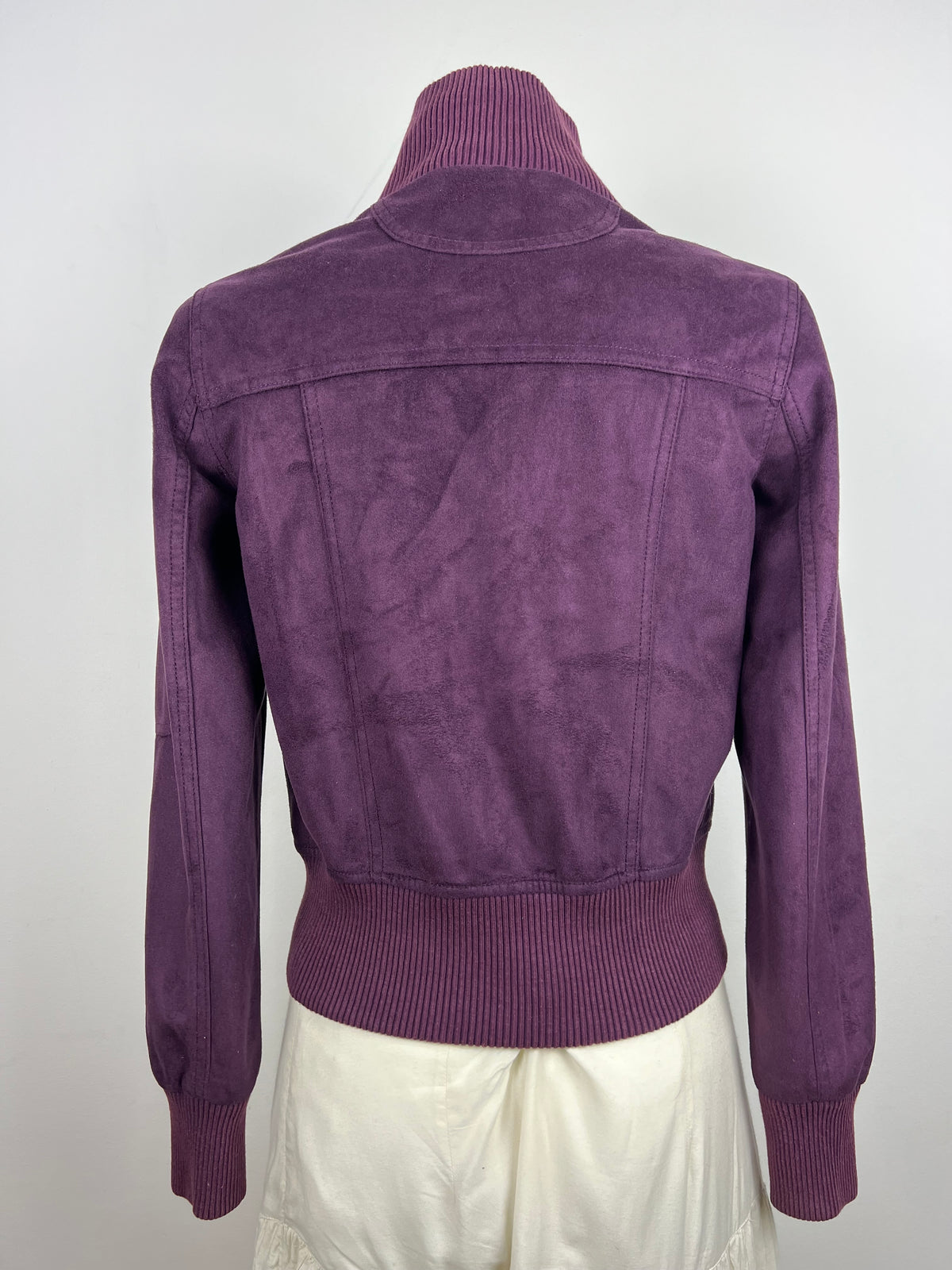 Purple Suede-Look Zip Jacket