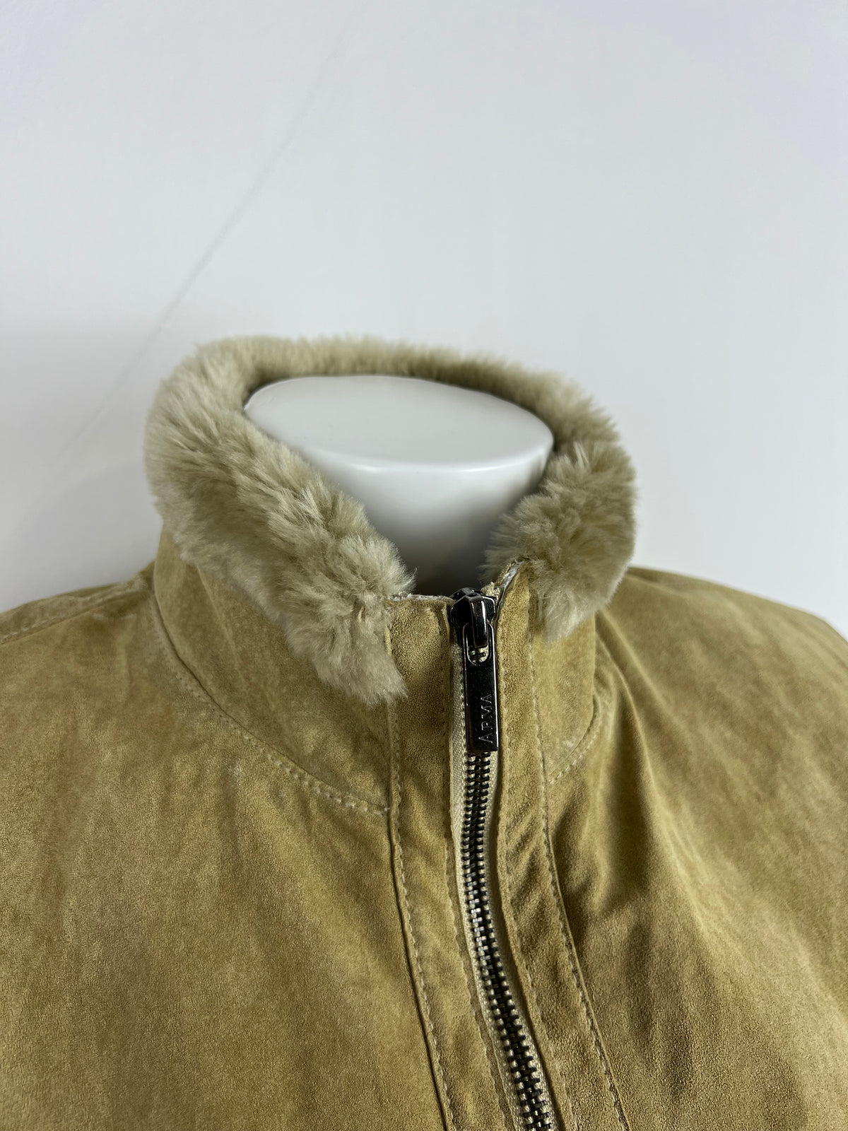 Beige Leather Fur-Lined Jacket