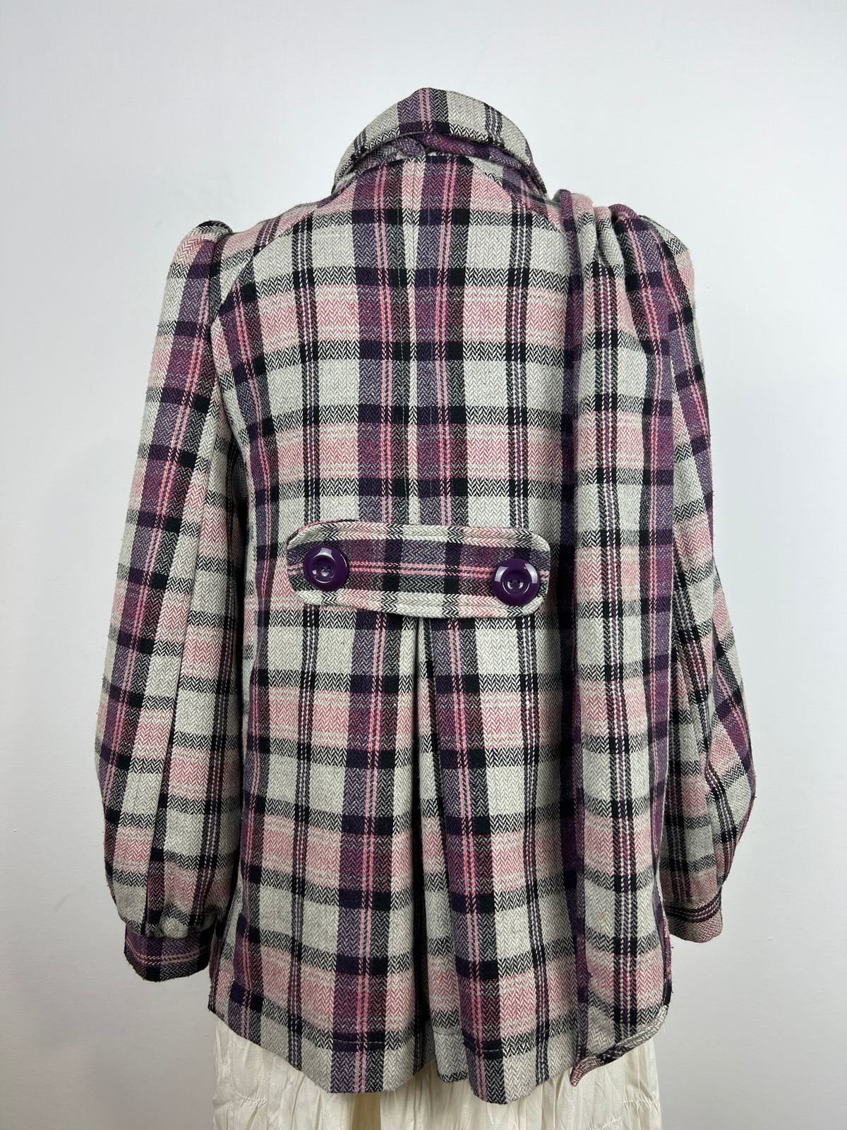 Plaid Scarf Detail Coat