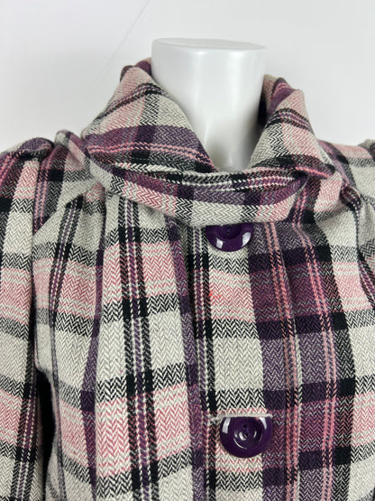 Plaid Scarf Detail Coat