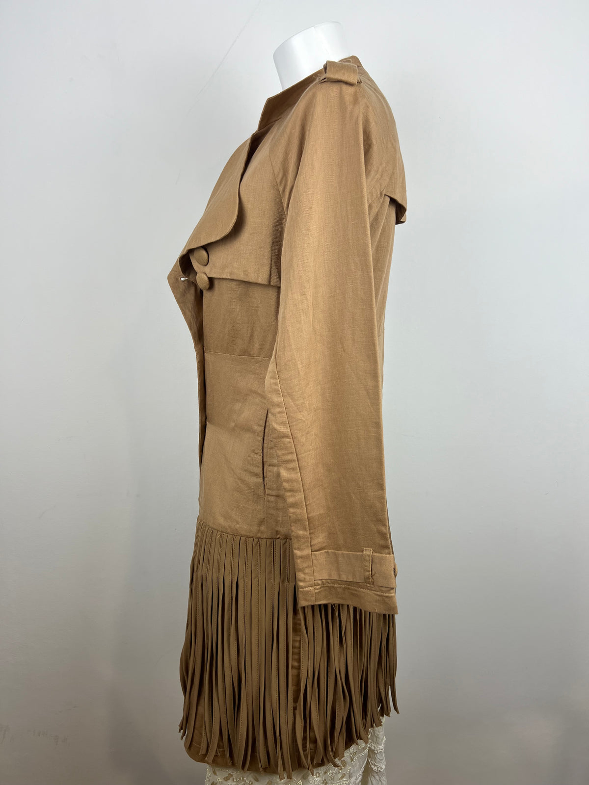 Tan Fringe Trench Coat