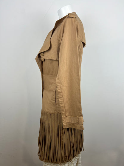 Tan Fringe Trench Coat