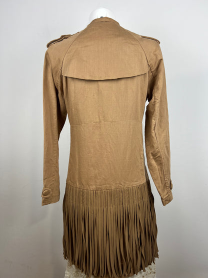Tan Fringe Trench Coat