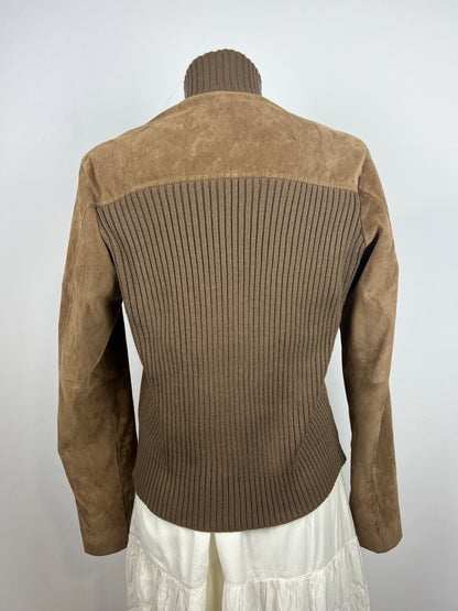 Brown Ribbed Detail Jacket